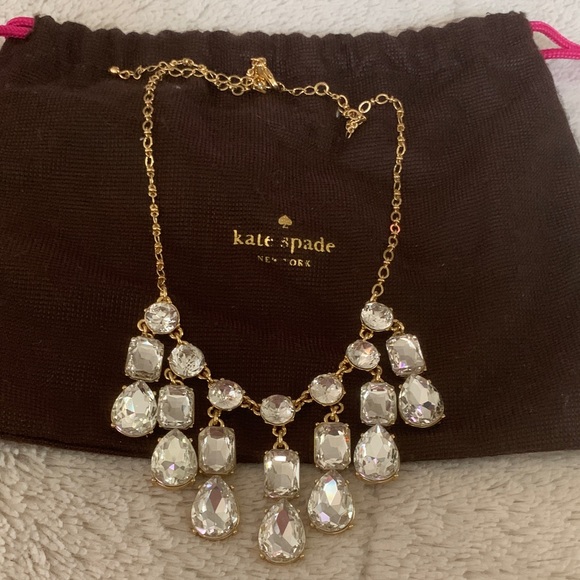 kate spade Jewelry - Kate Spade Gold Necklace with Clear Stones
